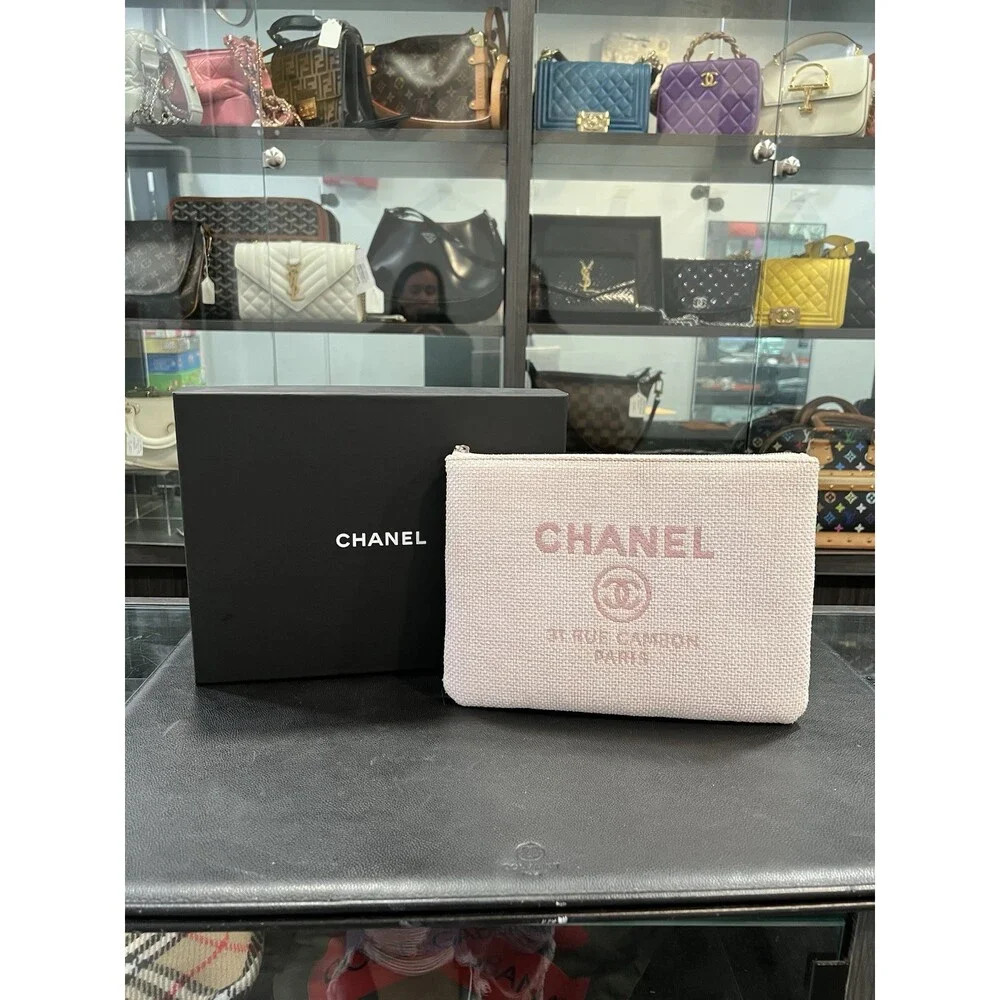 Chanel Raffia Deauville Pink Case With Box & Authenticity